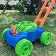 Child-safe electric bubble machine with easy hand push mechanism for endless bubble fun.